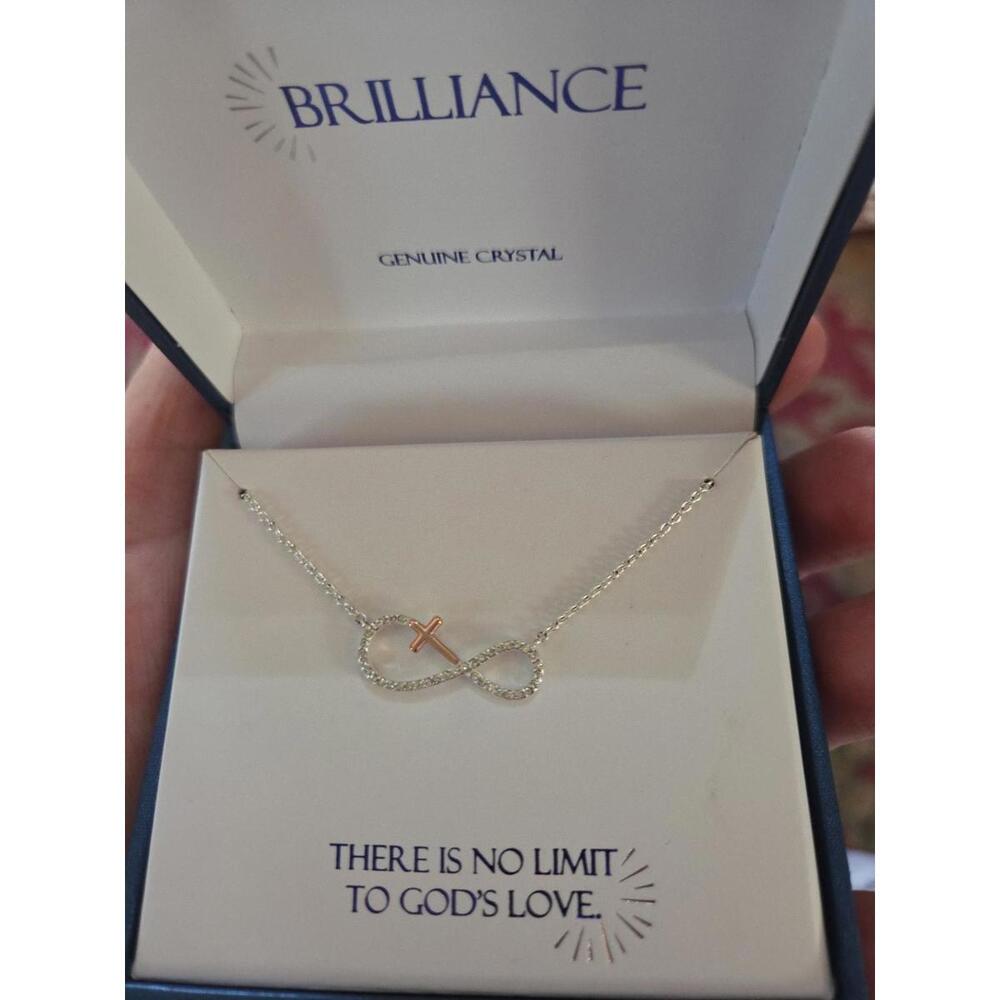 New Brilliance Infinity - 18in - Fine Silver Plated, Crystal's Necklace UNWORN